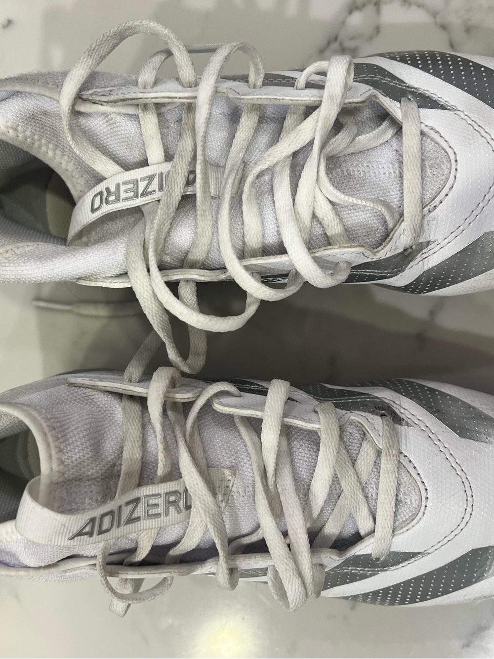 Adidas Adizero White & Gray Silver Size 6 Young Men’s Cleats